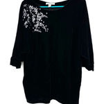 French Laundry  Size XL Petite Blouse Black‎ Velvet Embellished Sequins Formal Photo 0
