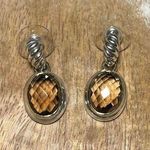 David Yurman  Sterling Silver & 18K Gold Oval Smokey Quartz Drop Dangle Earrings Photo 0