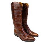 Joan & David Vintage Croc Embossed Leather Boots Size 37.5. US 7.5 S3928 Photo 4