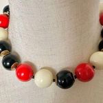 Red black and cream vintage beaded chunky necklace Photo 0