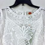 Farm Rio  Guipure Lace Crop Top Blouse Short Sleeve White Large NWT Photo 7