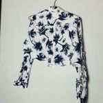 OSMAN YOUSEFZADA COLLECTIVE Blue White Floral Cutout Sleeves Shirt Size 10 FLAW Photo 10