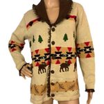 Storybook Knits Outdoor Classic Moose Santa Fe Fringe Cardigan Sweater Brown Photo 0