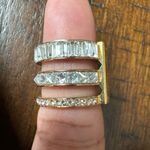 Henri Bendel Deco Triple‎ Split Crystal ring size 7. In Gold Tone Photo 4