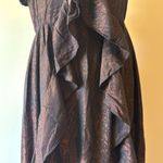 Anthropologie  Amadi Alloy Ruffled Metallic Mini Dress Bronze Size LP NWT Photo 8