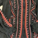 ZARA  Women's XS Premium Denim Collection Floral Embroidered Blouse Ruffled Top Photo 5