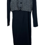 All that jazz Dress Black Long Sleeve Maxi Party Career Vintage 90s Houndstooth Photo 0