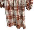 Monteau‎ Los Angeles Plaid Mini Fall Dress Square Neck 3/4 Sleeve Casual M Red Size M Photo 2