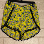 Tea N Rose  Yellow Floral High Waist Shorts Photo 0