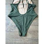 Shade & Shore Shade & Shore Swim Women's Green One Piece Swimsuit Ribbed Plunge Size XL Photo 5