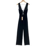 DO+BE  Black Stretch Velvet Strappy Lace Up Deep V-Neck Sleeveless‎ Jumpsuit S Photo 1