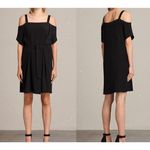 All Saints Rae Open Cold Shoulder Tie Waist Dress Casual Women's Black SZ Large Photo 1