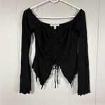 Urban Outfitters  Cadence Cinched Flyaway Black Top Medium Whimsigoth Witch Bat Photo 2