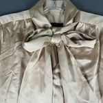 Ann Taylor  Petite Blouse SP Champagne Tie Neck Long Sleeve Dressy Business Top Photo 3