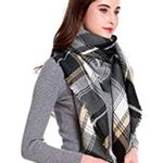 Oversized Plaid Blanket Scarf Black Photo 0