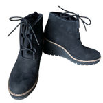 Eileen Fisher  Alpine Shearing Leather Lace-Up Wedge‎ Booties Women's 8.5 Black Photo 0