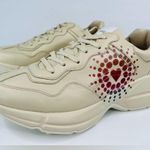 Gucci  Rhyton Love Parade Ivory Leather Glitter Heart Logo Sneakers Size EU 40.5 Photo 12