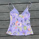 American Vintage Vintage Y2K Purple w/ Green/Yellow Foral Print Work For Weekend Tank Top Photo 3