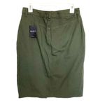 Forever 21 Womens Skirt Sz Large Knee length Green Olive Button down Raw Hemmed Photo 1