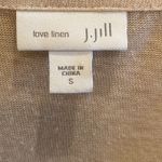 J Jill Linen Artsy V Neck Oatmeal Long Sleeve Cardigan button up size SMALL Tan Photo 1