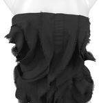 ZARA Black Strapless Scalloped Tulle Ruffle Frayed Fringe Tube Crop Top Size S Photo 2
