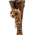 Timberland Guild Heel Lace-Up Leather Boots Size 8M Block Heel Patterned Shaft Photo 6