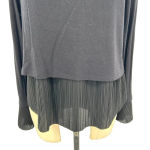 Generation Love Knit Pleated Hem Layered Long Sleeve Sweater Top Black Medium Photo 2
