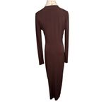 Aya Muse Perugia Dress long sleeve tie front chocolate brown size large L Photo 9