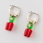 Urban Outfitters  Glass Bell Pepper Charm Hoop Earrings NWT Photo 0