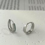 925 Silver Plated Double Rows CZ Cubic Zirconia Hoop Earrings for Men Women,Hip Hop Unisex Earrings Photo 2