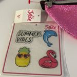 Justice NWT  Hot Pink sparkly belt bag w stickers Photo 2