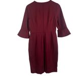 J.Crew  Burgundy Bell Sleeve Sheath Dress Size 6 Lined Stretch Work Cocktail Photo 9