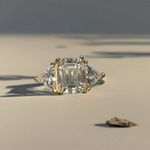 Elegant Gold Plated Over Solid Silver Emerald Cut 2.0ct Moissanite Stone Size 6 Photo 2