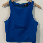 Bebe Blue Mesh Cutouts Sleeveless Crop Top Exposed Zipper Back Size L Photo 0