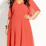 City Chic Adore Dress in Fruit Punch Chiffon Flutter Sleeves Size 22 Photo 0