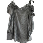 Secular.lab Black White Stripe Cold Shoulder Ruffle Top Size XS Photo 3