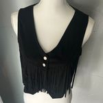 Elegant Black Fringe Sleeveless Top Photo 3