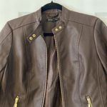 Baccini  Faux Brown Leather Jacket size S length 22” bust 32” BNWOT Photo 1