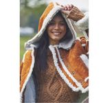 Free People  Western Bohemian Vegan Suede Exchange Shearling Jacket Coat XL Photo 2