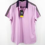 Under Armour  Golf Polo Size Large UPF 30 Athletic Short Sleeve NWT Purple Stripe Photo 0