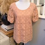 Anthropologie  Maeve Sylvia Lace Short Sleeve Top Dusty Pink Size Medium Photo 2