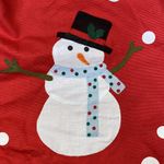 Holiday Time Handbag Red Tote Snowman Applique Round Handles Riveted Bag Polka Dots EUC OS Photo 5