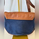 Etienne Aigner Vintage tan brown leather and denim fabric crossbody bag Photo 3