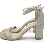 Stuart Weitzman  Nudistcurve 75 Glitter Block Heel Sandals Platino Size 7 Wedding Photo 0