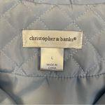 Christopher & Banks  Solid Blue Quilted Full Zip Vest Blue Pockets Large Photo 8