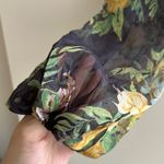 Lulu’s Floral Puff Sleeve Corset Crop Top, Smocked Sweetheart Blouse, Small Black Photo 4