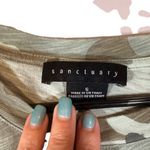 Sanctuary  Green Camouflage Short Sleeve Cotton Blend Front Tie Shirt Women Sz S Photo 6