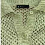 Very J Lime Green Crochet Button Down Boxy Oversized Crop Collared Sweater Small Photo 2