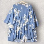 New BloomChic Floral Tunic Top Women 28 Plus Size Blue White Flowy Sleeve V Photo 1