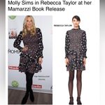 Rebecca Taylor  Ruffled Long Sleeve Silk Smocked High Neck Black Floral Dress Photo 3